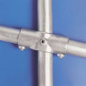 Two socket cross for slope up to 11° - key clamp handrail fitting